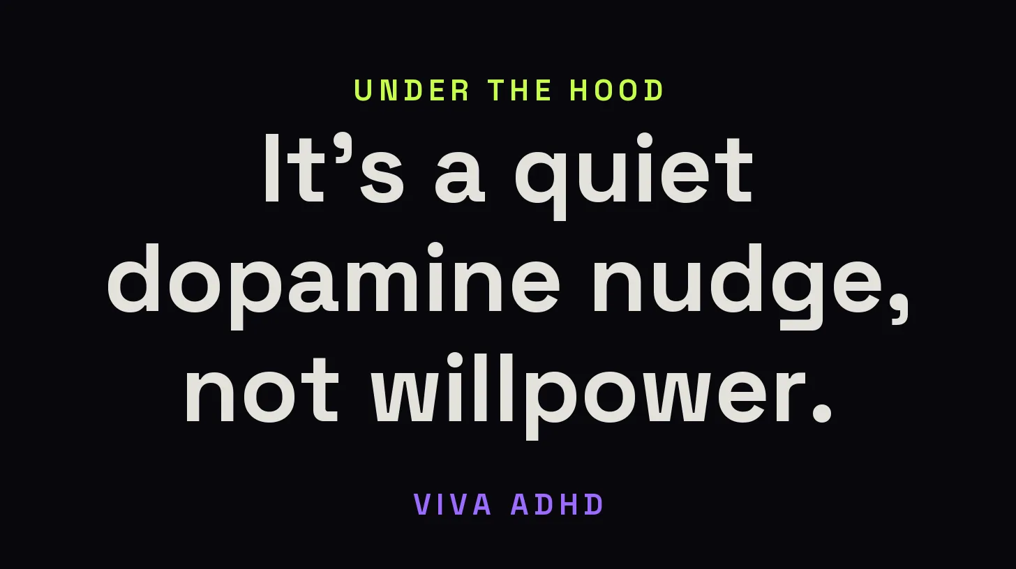 Viva ADHD — It’s a quiet dopamine nudge, not willpower.