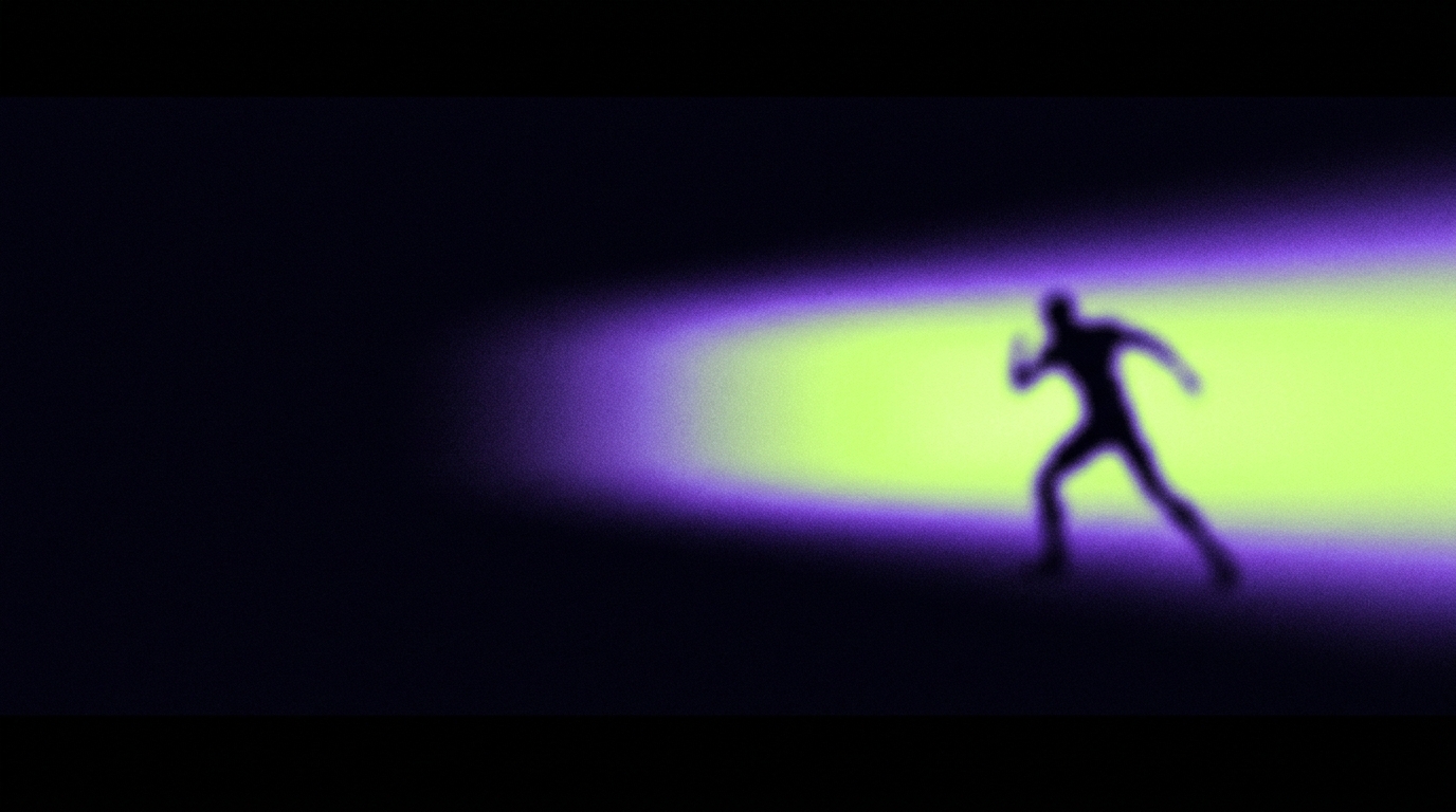 A single beam of light cutting through darkness, representing ADHD hyperfocus.