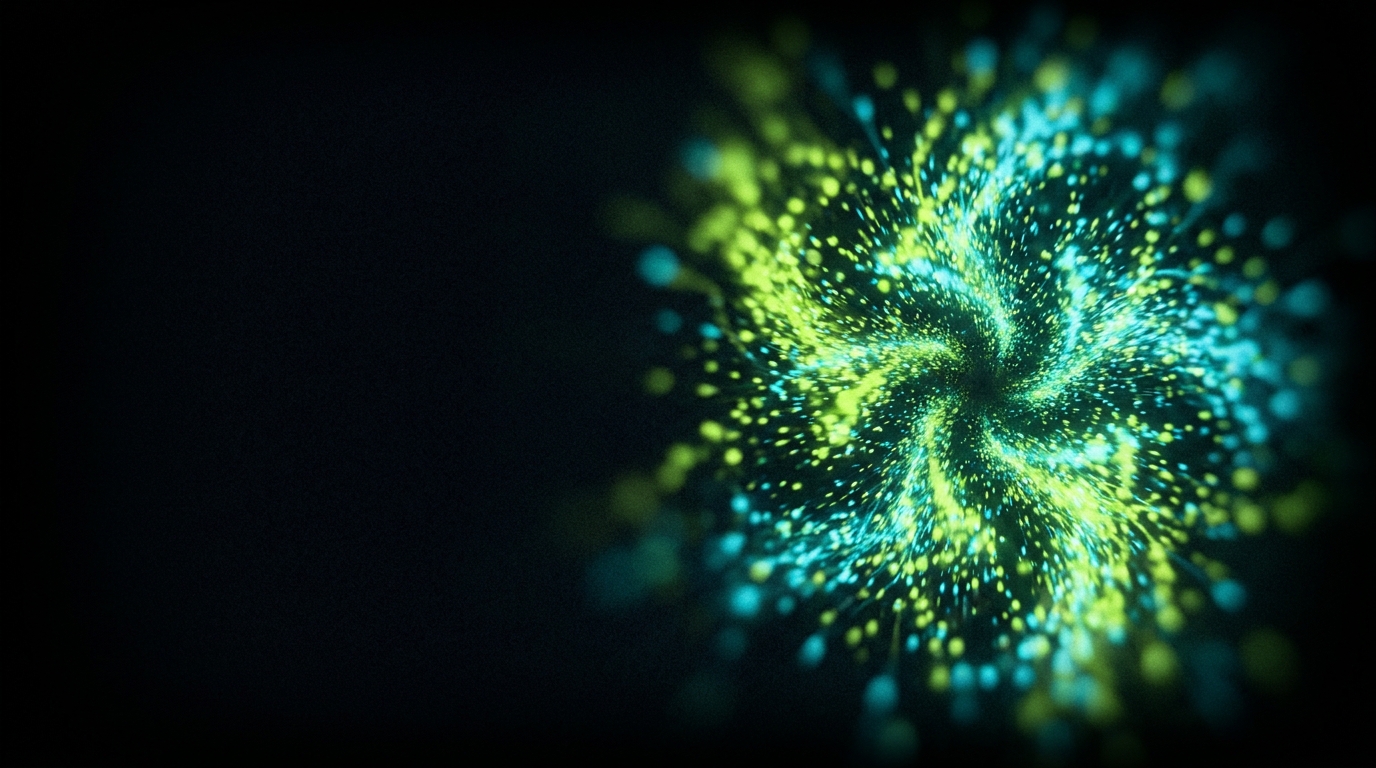 A bright spark blooming into kaleidoscopic light, representing ADHD novelty-seeking.