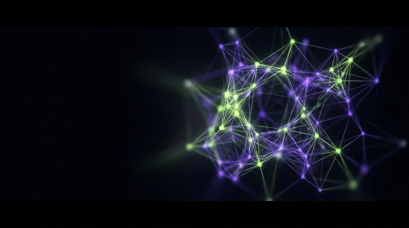 A constellation of connected glowing nodes, representing ADHD pattern recognition.